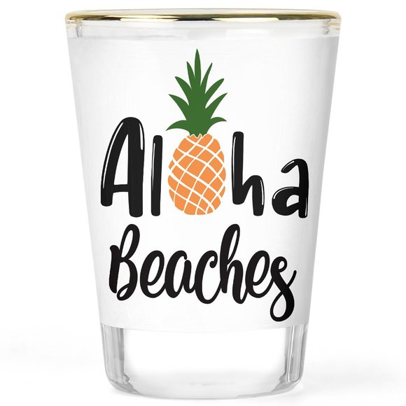 Aloha Beaches Shot Glass - Vacation Shot Glass -  Girls Trip Party Favors - Picture 1 of 2